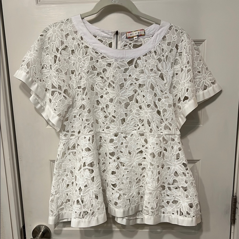 Anthropologie White Boxy Peplum Blouse